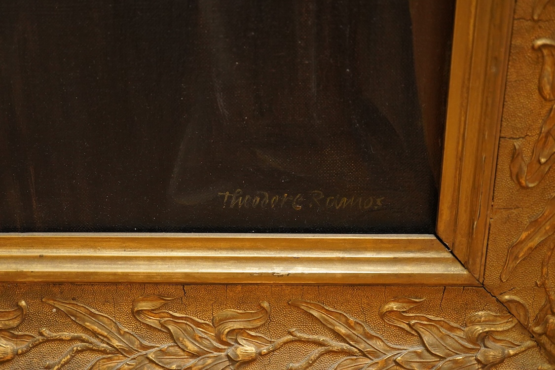 Theodore Ramos (Spanish, 1928-2018), portrait of a lady, signed, oil on canvas, gilt framed, 58 x 48cm